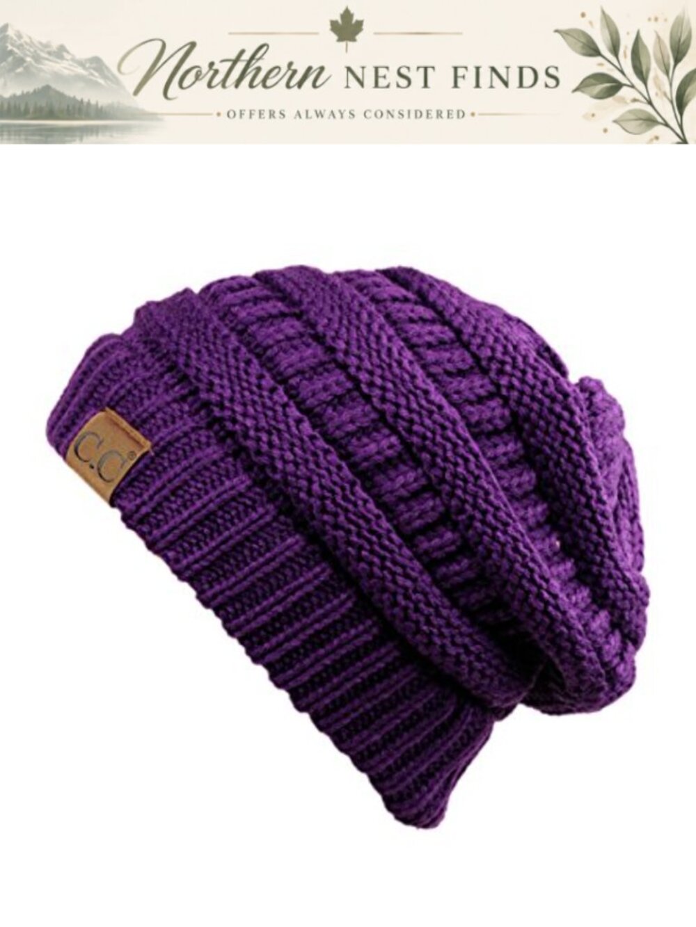 Cable Knit Beanie Hat Soft Acrylic Winter Ski Camping Cap